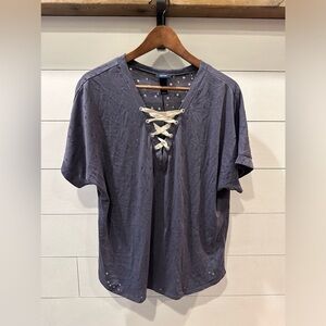 Daytrip Greyish Blue Lace-up Shirt- women’s small